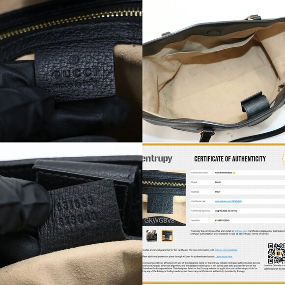 GUCCI Textured Calfskin Web Large Ophidia Shopping Tote Black - Picture 16 of 16